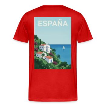Spanische Küstenidylle - Männer Premium Bio T-Shirt - Rot - Hinten - Damien (186cm)