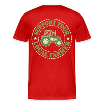 Soutenez votre agriculteur local - T-shirt bio Premium Homme - rouge - Dos - Damien (186cm)