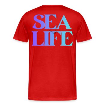 Meeresleben Gradient Schriftdesign - Männer Premium Bio T-Shirt - Rot - Hinten - Damien (186cm)