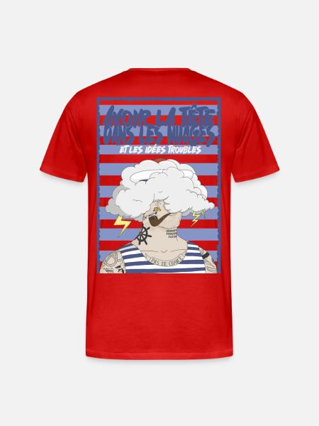 Nuage et tatouages marins - T-shirt bio Premium Homme - rouge