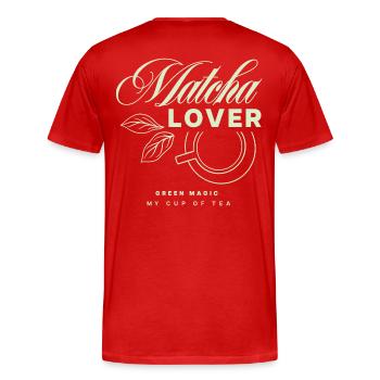 Design du thé Matcha Lover - T-shirt bio Premium Homme - rouge - Dos - Damien (186cm)