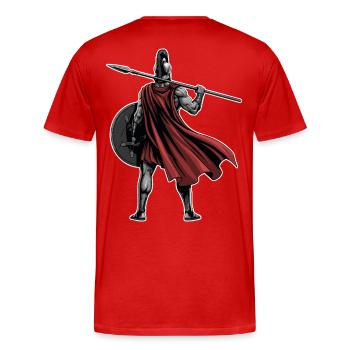 Spartan Back Spear Shield Mascot Fitness - Men's Premium Organic T-Shirt - red - Back - Damien (186cm)