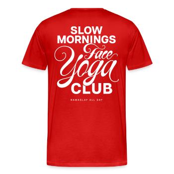 Club de yoga Visage des matins lents - T-shirt bio Premium Homme - rouge - Dos - Damien (186cm)