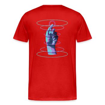 Techno Main Hypnotique Rave DJ - Musique Techno - T-shirt bio Premium Homme - rouge - Dos - Damien (186cm)