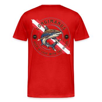 Longimanus Shark Diving Tauchen Oceanic Whitetip - Männer Premium Bio T-Shirt - Rot - Hinten - Damien (186cm)