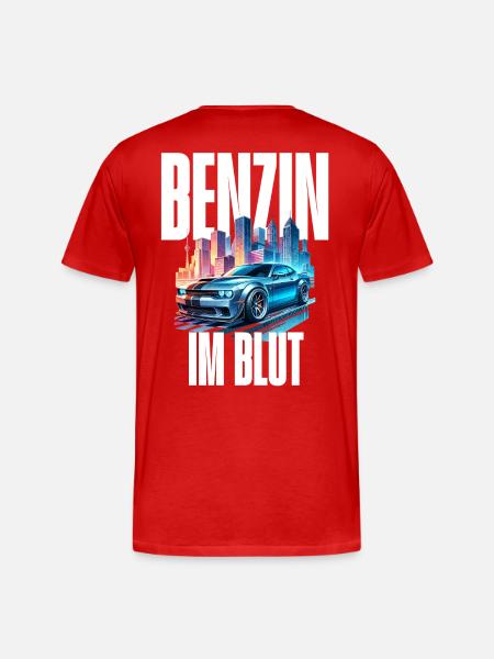 Benzin im Blut Neon - Männer Premium Bio T-Shirt - Rot