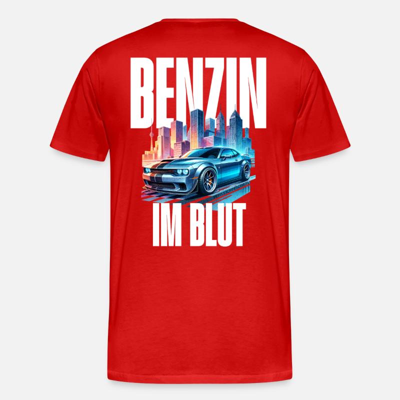 Benzin im Blut Neon - Männer Premium Bio T-Shirt - Rot