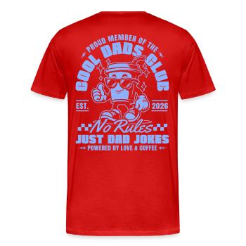 Club des Papas Cool - Fête des Pères Cadeaux 2026 - T-shirt bio Premium Homme - rouge - Dos - Damien (186cm)