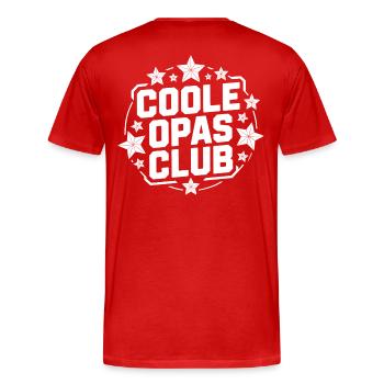 Coole OPAS Club Logo - Männer Premium Bio T-Shirt - Rot - Hinten - Damien (186cm)
