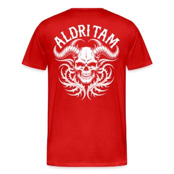 Gehörnter Schädel Inferno - Männer Premium Bio T-Shirt - Rot - Hinten - Damien (186cm)