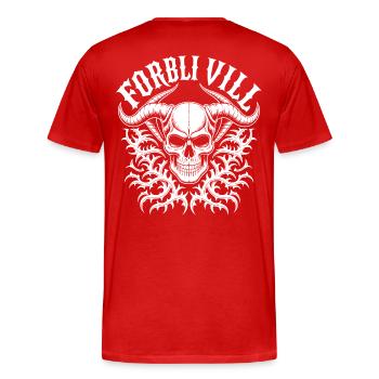 Illustration eines Kreises mit Hornschädel - Männer Premium Bio T-Shirt - Rot - Hinten - Damien (186cm)