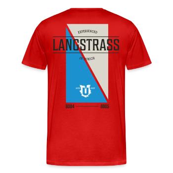 Zurich Langstrass Edition - Men's Premium Organic T-Shirt - red - Back - Damien (186cm)