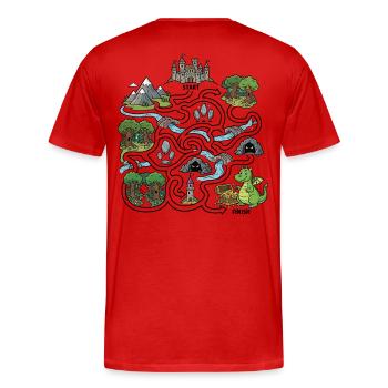 Carte au trésor du Dragon - T-shirt bio Premium Homme - rouge - Dos - Damien (186cm)