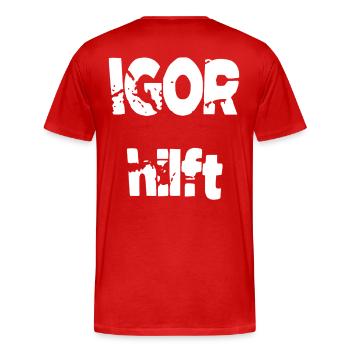Igor aide - T-shirt bio Premium Homme - rouge - Dos - Damien (186cm)