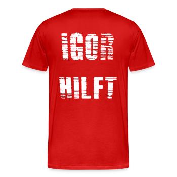 Igor aide - T-shirt bio Premium Homme - rouge - Dos - Damien (186cm)