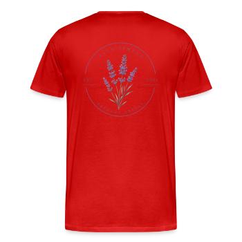 Lavendel - Männer Premium Bio T-Shirt - Rot - Hinten - Damien (186cm)