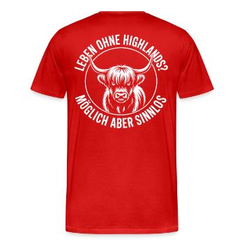 Highland Rinder - Männer Premium Bio T-Shirt - Rot - Hinten - Damien (186cm)