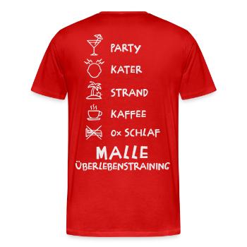 Malle Party Sommer Strand Survival Trip - Männer Premium Bio T-Shirt - Rot - Hinten - Damien (186cm)
