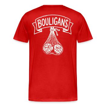 Chapeau de boule, tablier de boule, short de boule, polo - T-shirt bio Premium Homme - rouge - Dos - Damien (186cm)