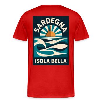 Sardegna Isola Bella - Männer Premium Bio T-Shirt - Rot - Hinten - Damien (186cm)