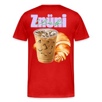 Znüni Club Café Glacé - T-shirt bio Premium Homme - rouge - Dos - Damien (186cm)