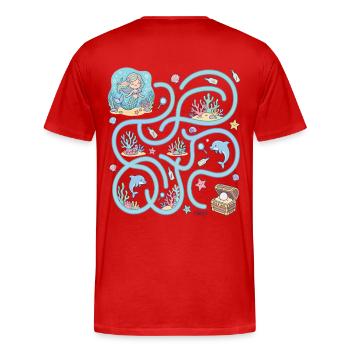 Labyrinthe interactif de l’Aventure au Trésor des Sirènes - T-shirt bio Premium Homme - rouge - Dos - Damien (186cm)