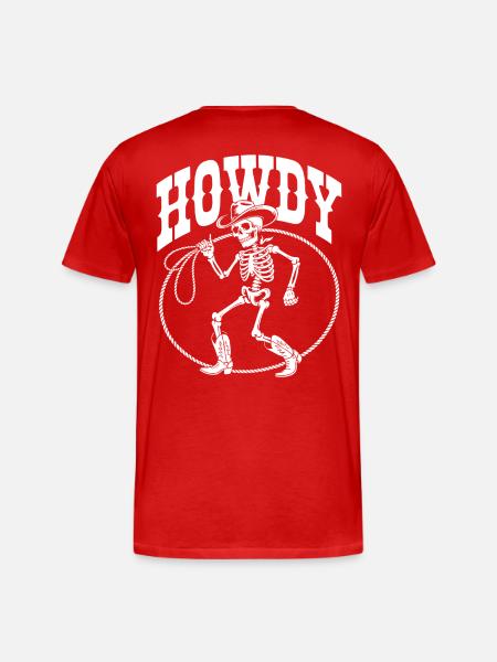Howdy Skeleton Cowboy Lineart - Men's Premium Organic T-Shirt - red