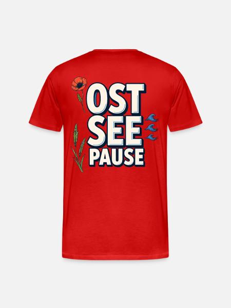 Vague et fleurs côtières de la mer Baltique - T-shirt bio Premium Homme - rouge