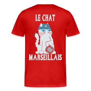 Le Chat Marseillais - Pétanque - T-shirt bio Premium Homme - rouge - Dos - Damien (186cm)