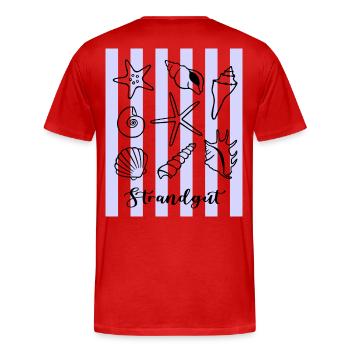 Strandgut Muscheln Seesterne und Krebs - Männer Premium Bio T-Shirt - Rot - Hinten - Damien (186cm)