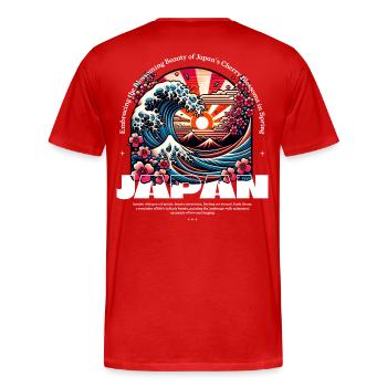 Vague de Sakura Beauty Épanouie du Japon - T-shirt bio Premium Homme - rouge - Dos - Damien (186cm)