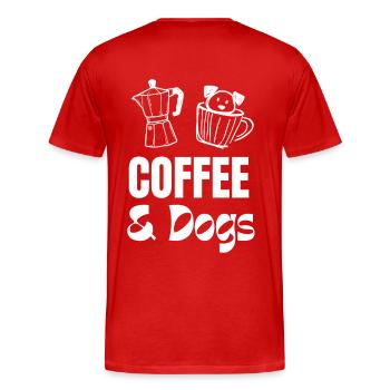 Motif du café et des chiens - T-shirt bio Premium Homme - rouge - Dos - Damien (186cm)
