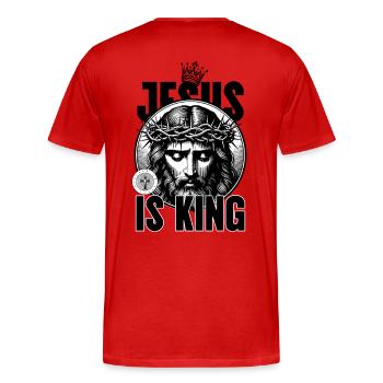 Jésus est Roi Couronne d’Épines - T-shirt bio Premium Homme - rouge - Dos - Damien (186cm)