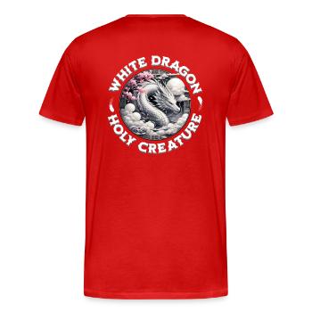 Dragon Blanc : Créature Sacrée - T-shirt bio Premium Homme - rouge - Dos - Damien (186cm)