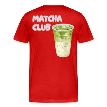 Matcha Club Latte Graphic - Men's Premium Organic T-Shirt - red - Back - Damien (186cm)
