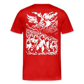 Protestation des ratons laveurs : design artistique urbain vintage - T-shirt bio Premium Homme - rouge - Dos - Damien (186cm)