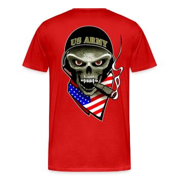 us army skull - Men's Premium Organic T-Shirt - red - Back - Damien (186cm)