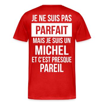 Nom de Famille - MICHEL - T-shirt bio Premium Homme - rouge - Dos - Damien (186cm)