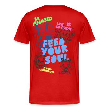 Feed your soul - Männer Premium Bio T-Shirt - Rot - Hinten - Damien (186cm)