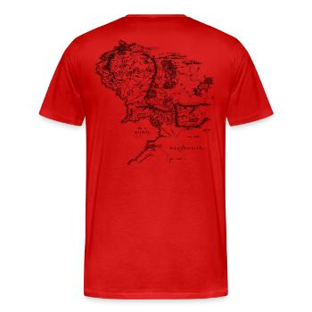 The Lord Of The Rings Middle-Earth Map Back Print - Men's Premium Organic T-Shirt - red - Back - Damien (186cm)