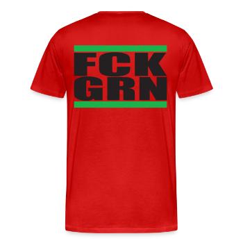 FCK GRN1 - Men's Premium Organic T-Shirt - red - Back - Damien (186cm)