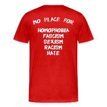 Pas de place pour le fascisme haine Homophobie sexisme racisme - T-shirt bio Premium Homme - rouge - Dos - Damien (186cm)