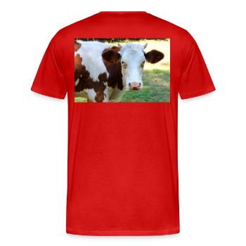 Affiche de vache - T-shirt bio Premium Homme - rouge - Dos - Damien (186cm)