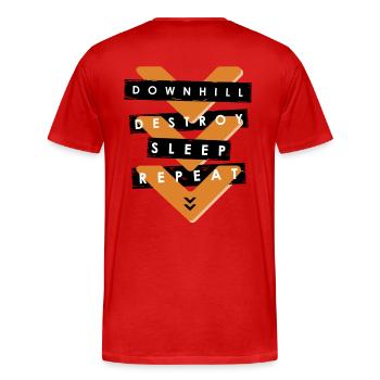 Downhill, Destroy, sleep, repeat - Men's Premium Organic T-Shirt - red - Back - Damien (186cm)