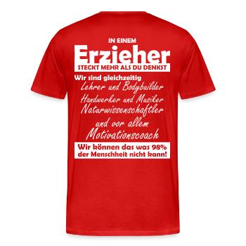 Erzieher - Männer Premium Bio T-Shirt - Rot - Hinten - Damien (186cm)