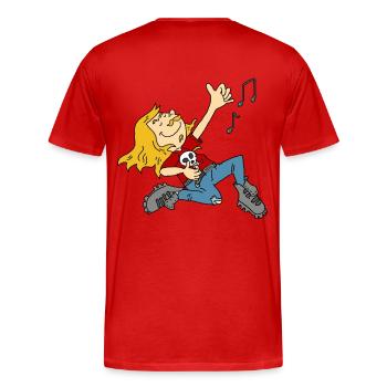 Cadeau en métal Air Guitar Rock'n'Roll Heavey - T-shirt bio Premium Homme - rouge - Dos - Damien (186cm)