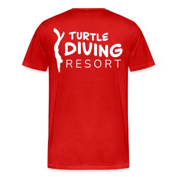 Logo du complexe de plongée pour tortues - T-shirt bio Premium Homme - rouge - Dos - Damien (186cm)