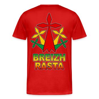 breizh rasta - T-shirt bio Premium Homme - rouge - Dos - Damien (186cm)