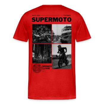 Supermoto Clothing Gift Motorcycle Back Print - Men's Premium Organic T-Shirt - red - Back - Damien (186cm)
