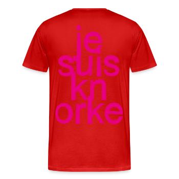 made by giudan "je suis knorke" - Männer Premium Bio T-Shirt - Rot - Hinten - Damien (186cm)